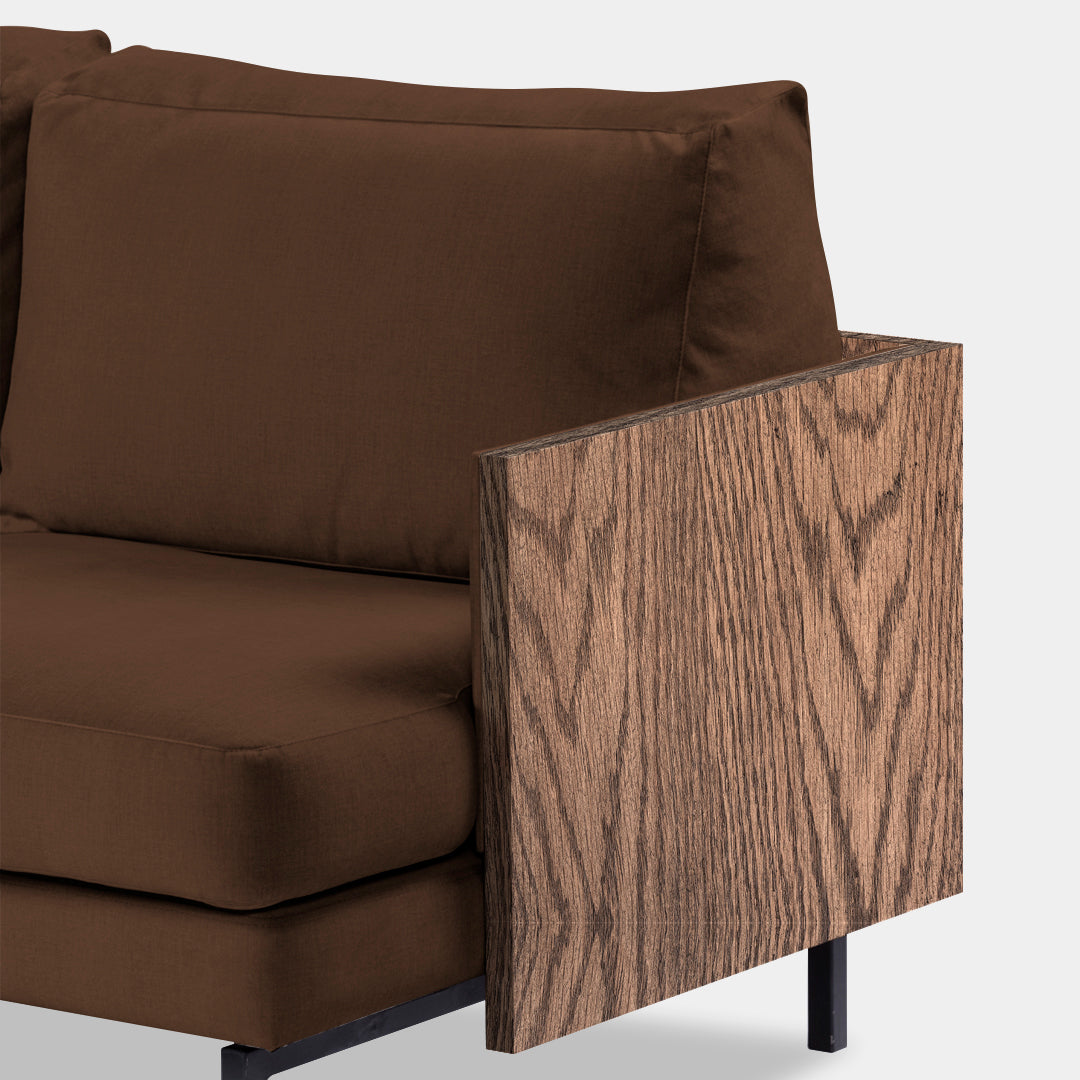sofá 2 puestos blech madera olmo bolena chocolate / Muebles y Accesorios