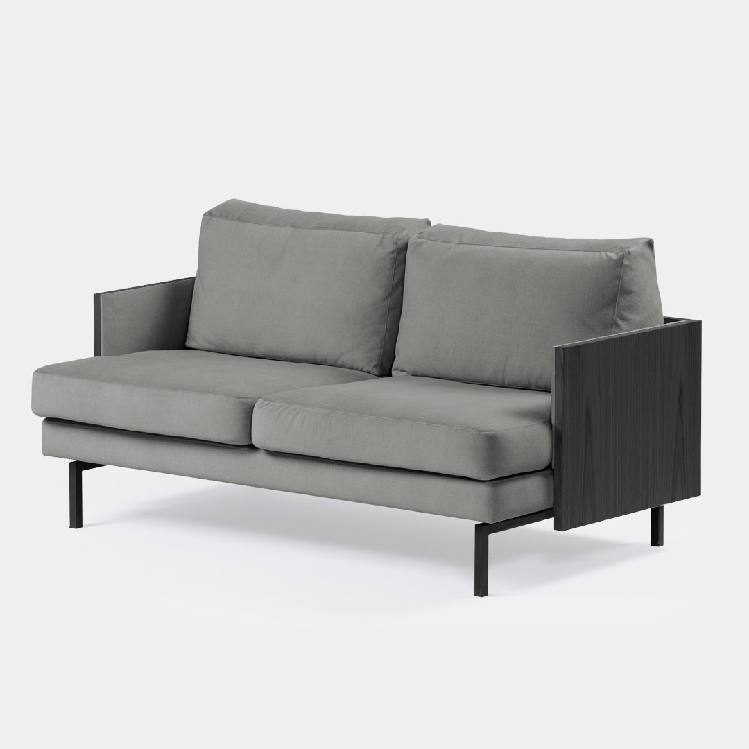 sofá 2 puestos blech madera negra cosmic gris claro / Muebles y Accesorios