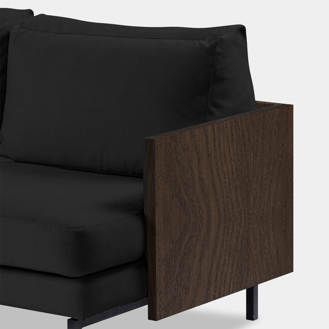 sofá 2 puestos blech madera caoba bolena negro / Muebles y Accesorios