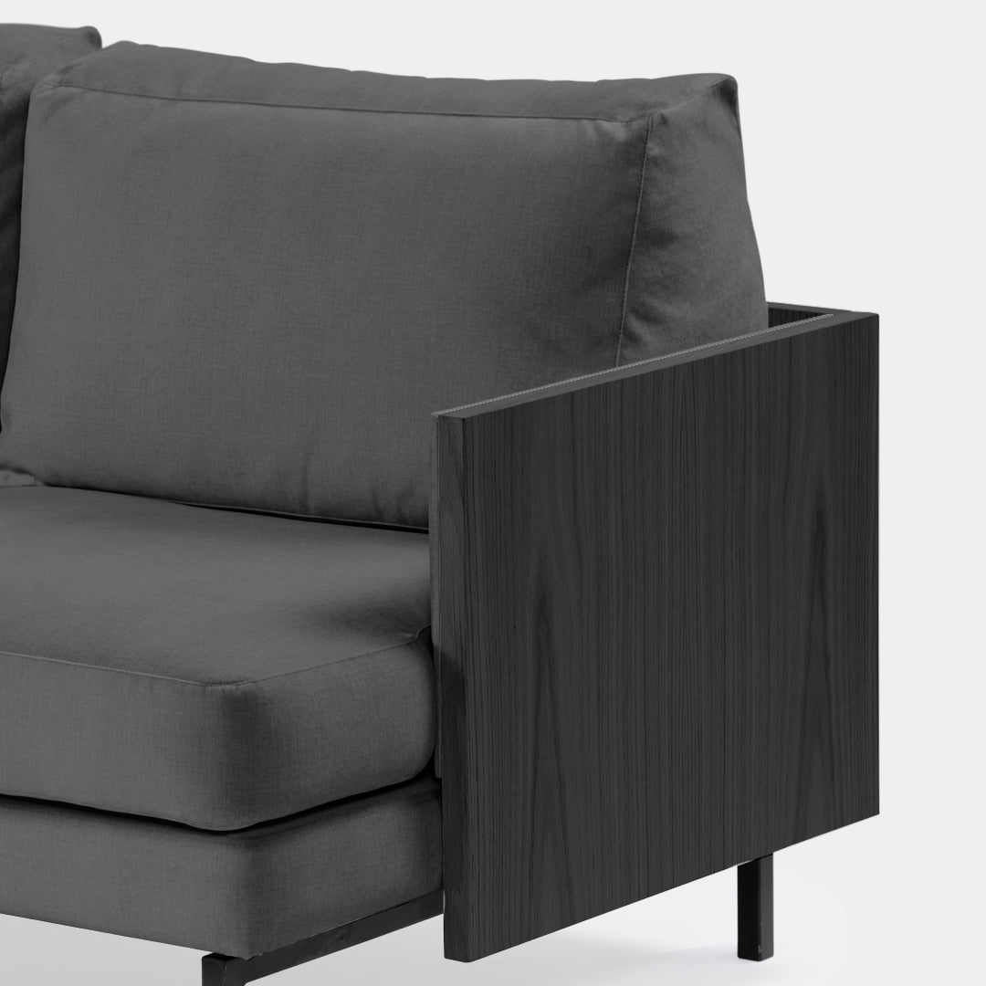 sofá 2 puestos blech madera negra bolena gris / Muebles y Accesorios
