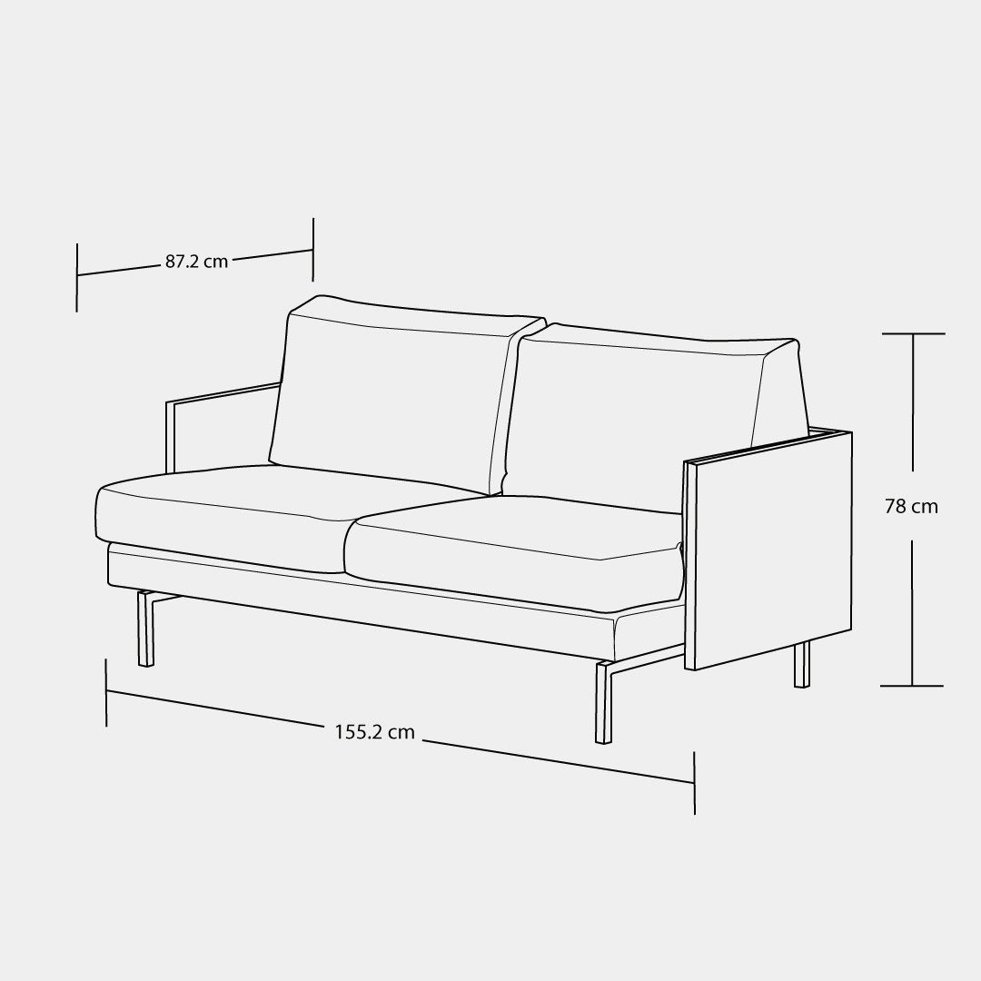 sofá 2 puestos blech madera negra bolena gris / Muebles y Accesorios